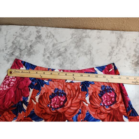 Talbots‎ Women's Multicolor Floral Print Cotton Stretch A-Line Midi Skirt Size 4 - Picture 5 of 6